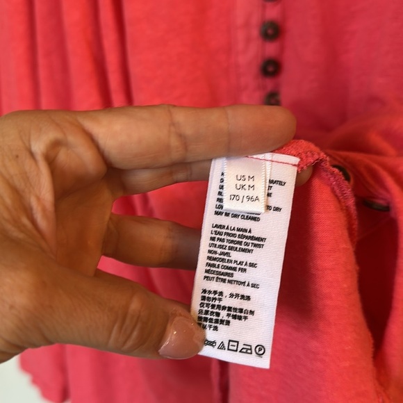 Free People Highland Smocked Shoulder Top Pink Size medium - Picture 6 of 7